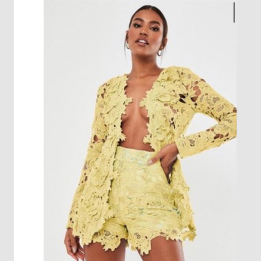 Mango Yellow Lace Blazer